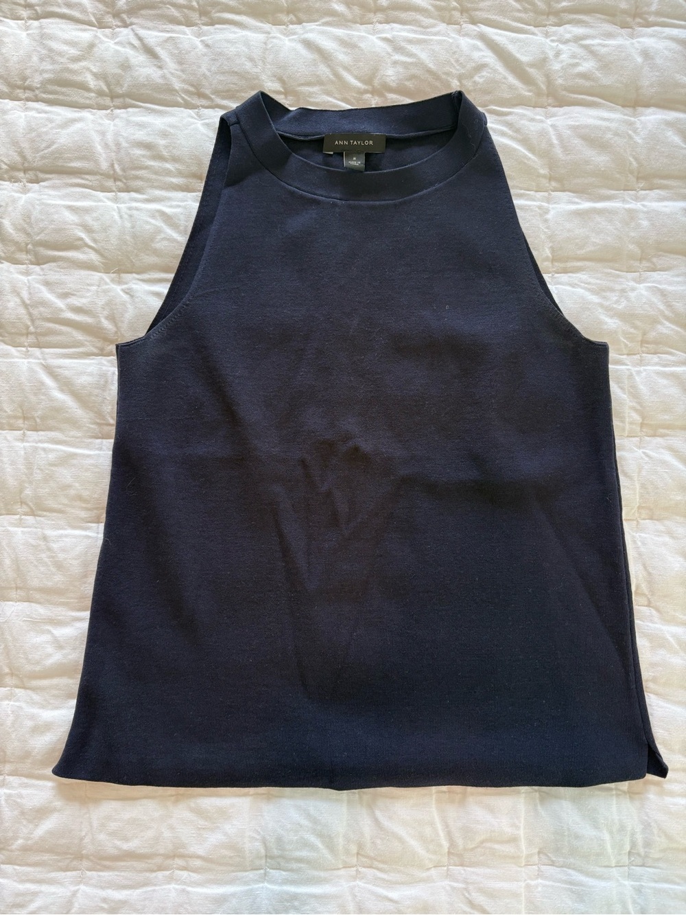 Ann Taylor Navy High Neck Tank